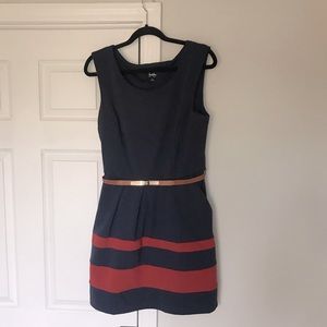 Navy blue dress with belt